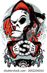 Cráneo vectorial de la muerte humana de la manguera de la sangre 