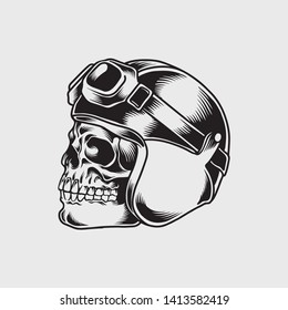 Vector of Skull Illustration Black and White