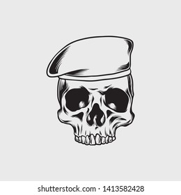 Vector of Skull Illustration Black and White
