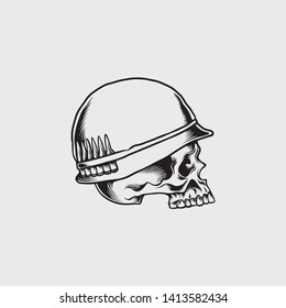 Vector of Skull Illustration Black and White