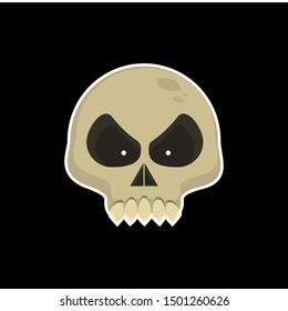 vector skull illustration, Halloween spooky sticker