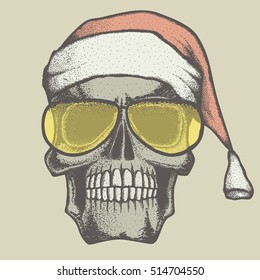 Vector skull illustration. Hand drawn skull. Spooky and scary halloween skull