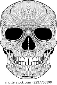vector skull illustration with mandala pattern