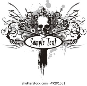 Vector skull illustration with ornaments