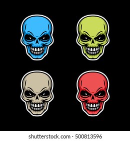 Vector skull illustration with a white contour for dark and light backgrounds
