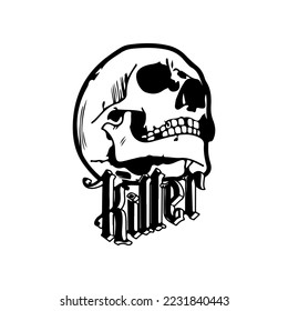 vector skull with killer inscription