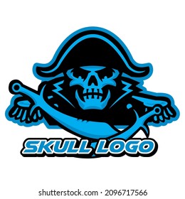 VECTOR SKULL LOGO WITH BLUE AND BLACK COLOUR