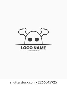 Vector Skull Logo Simple Modern for Business Company,  Creative Company, Sport, Urban. Vector Logo Skull Concept Minimalist Template 