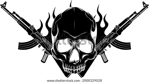 Vector Skull Machine Guns Kalashnikov Ak47 Stock Vector (Royalty Free ...