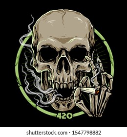 vector of skull with marijuana