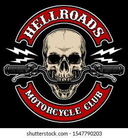 vector of skull with motorcycle handle bar, suitable for motorcycle club logo
