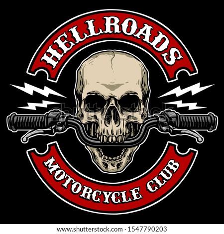 vector of skull with motorcycle handle bar, suitable for motorcycle club logo