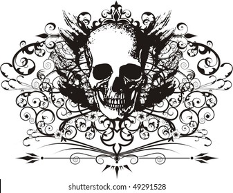 Vector skull with ornaments