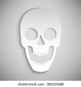 Vector skull. Skull from paper. Simple skull icon. Skull isolated. Abstract skull. White skull. Skull illustration for logo, prints, poster, brochure,tattoo. 