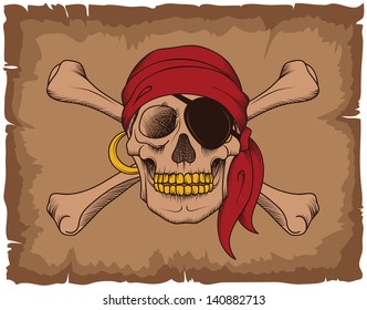 Vector skull of pirate