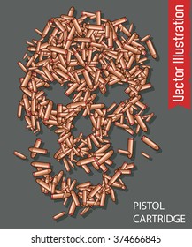 Vector skull of pistol cartridges.