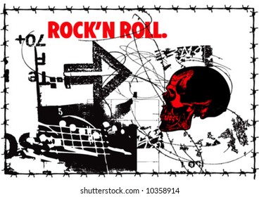 vector skull poster on a typographic background