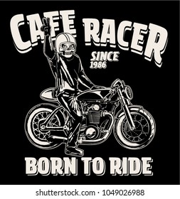 vector skull rider cafe racer print