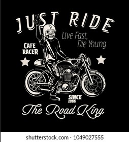 vector skull rider cafe racer print