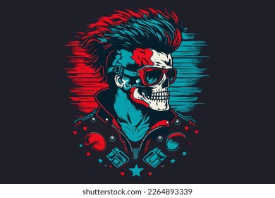 Vector skull rock and roll art for t-shirt and other