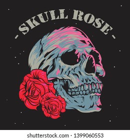 Vector skull with roses design template