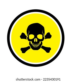 vector skull signs in a yellow color circle with white and black outlines