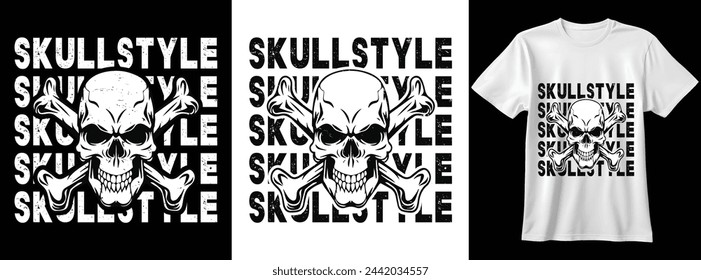 Vektor Schädel Stil Typografie T-Shirt Illustration Grafik Druck