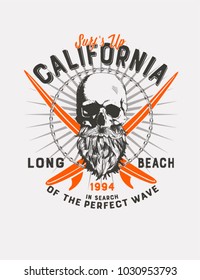 vector skull surf rider illustration print