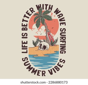 vector skull surf rider illustration