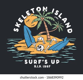 vector skull surfing illustration for t shirt print