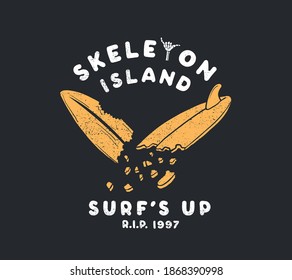 vector skull surfing illustration for t shirt print