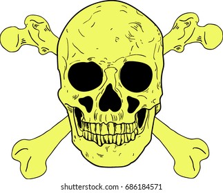 Vector skull symbol indicates serious dangers used in factories and places of maximum danger.