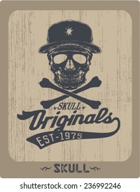 Vector Skull. T shirt print design