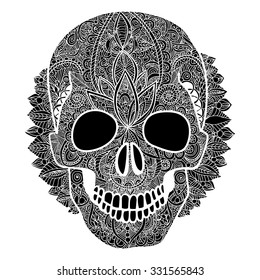 Vector skull tatoo day of the dead illustration isolated on the white background