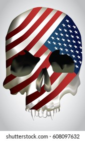 Vector - Skull with texture USA flag. Vector Illustration isolated on background.