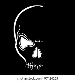 Vector Skull Tshirt Design In Shadow On The Black Background