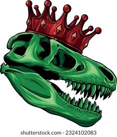 Vector skull of Tyrannosaurus rex with crown