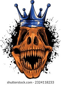 Vector skull of Tyrannosaurus rex with crown