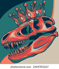 Vector skull of Tyrannosaurus rex with crown