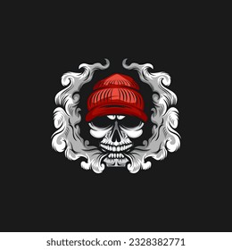 Vector Skull Vape Logo Design Illustration