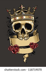 Vector Skull Wearing A King Crown