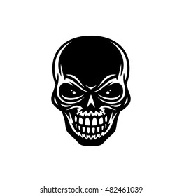 Vector skull with a white contour for dark and light backgrounds