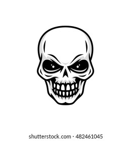 Vector skull with a white contour for dark and light backgrounds