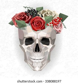 vector skull with wreath on white background