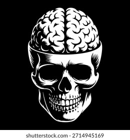 Vector de calaveras para estampar con huesos y plumas sobre fondo negro