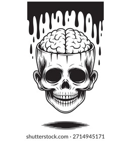 Vector de calaveras para estampar con huesos y plumas sobre fondo negro