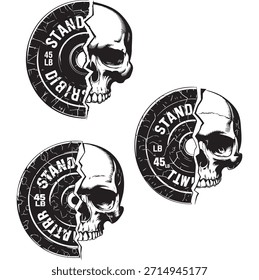 Vector de calaveras para estampar con huesos y plumas sobre fondo negro
