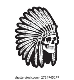 Vector de calaveras para estampar con huesos y plumas sobre fondo negro