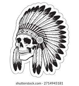 Vector de calaveras para estampar con huesos y plumas sobre fondo negro