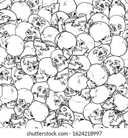 Vector skulls seamless pattern background.